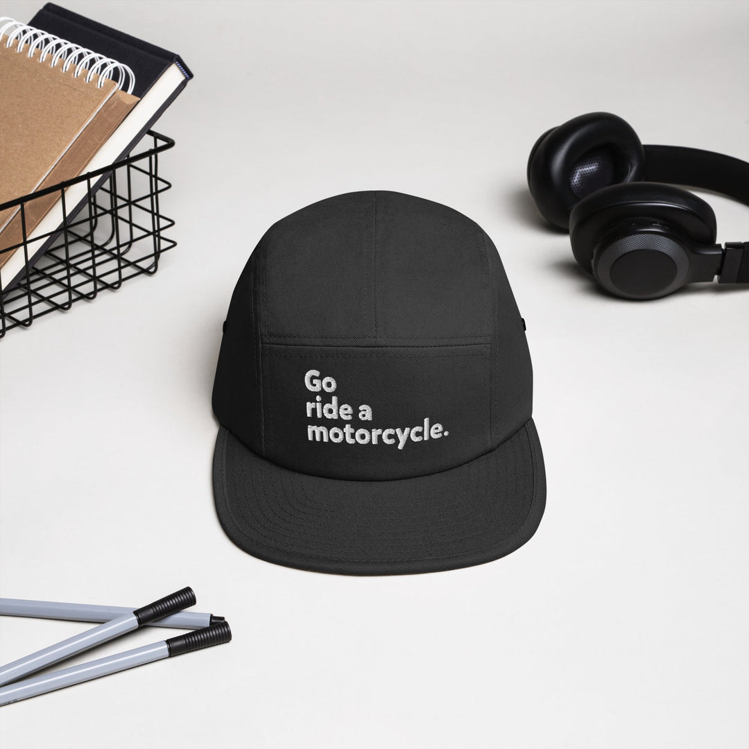'Go ride a motorcycle' 5-Panel Camper Cap
