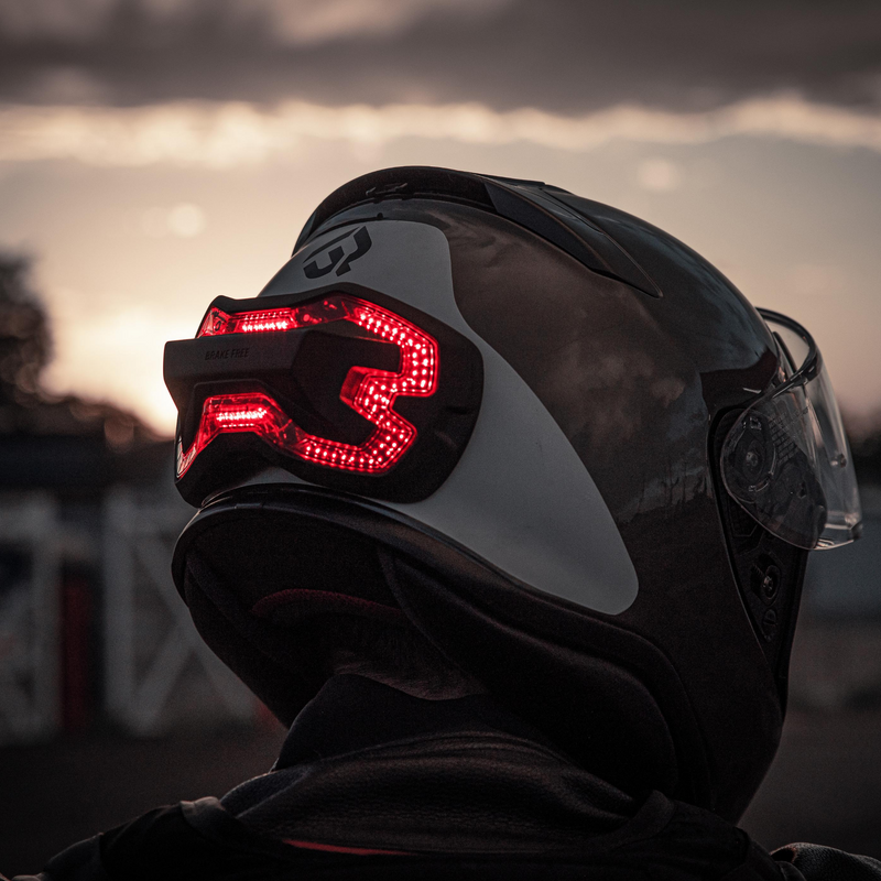 Powering on Brake Free on a Shoei helmet