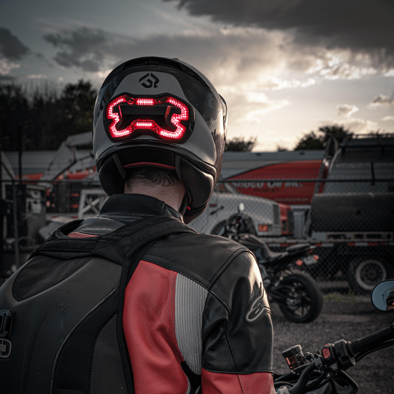 Riding with Brake Free mounted on a helmet